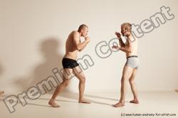 Underwear Martial art Man - Man White Moving poses Athletic Short Blond Dynamic poses Academic